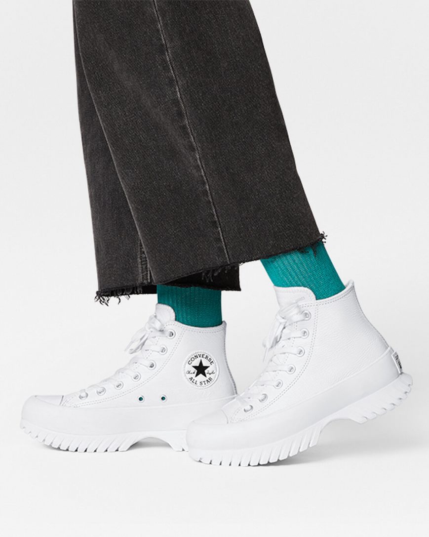 Tenisky Vysoke Converse Chuck Taylor All Star Lugged 2.0 Kozene Panske Biele Čierne | SK 11ULHQ6